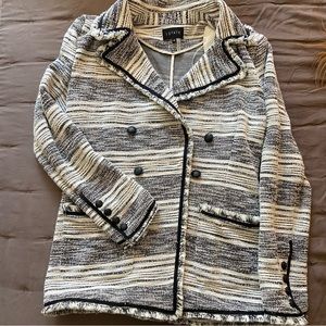 1.State Black White Soft Tweed Blazer